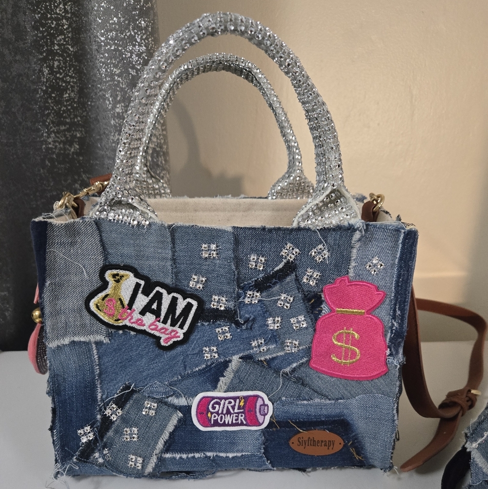 Denim Patchwork Bag and Cap Set NWT - image 2